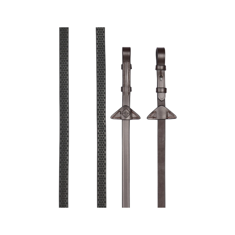 Lemieux - Rênes en caoutchouc souple havane/ argent | - Ohlala