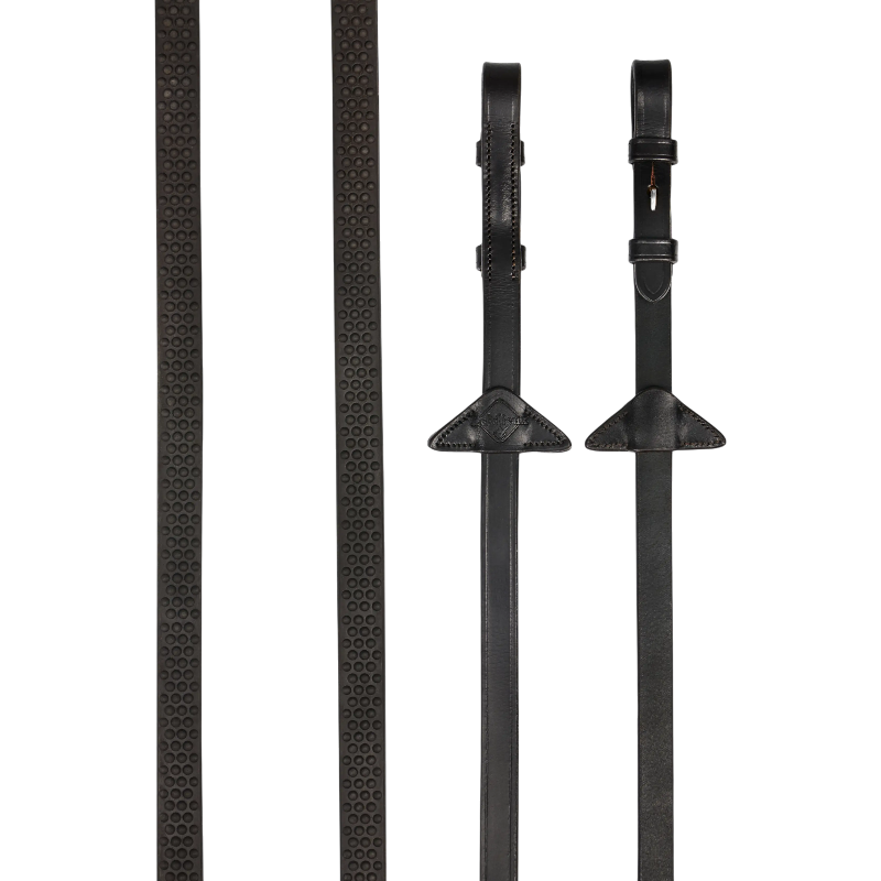 Lemieux - Rênes en caoutchouc souple Soft marron/ argent | - Ohlala