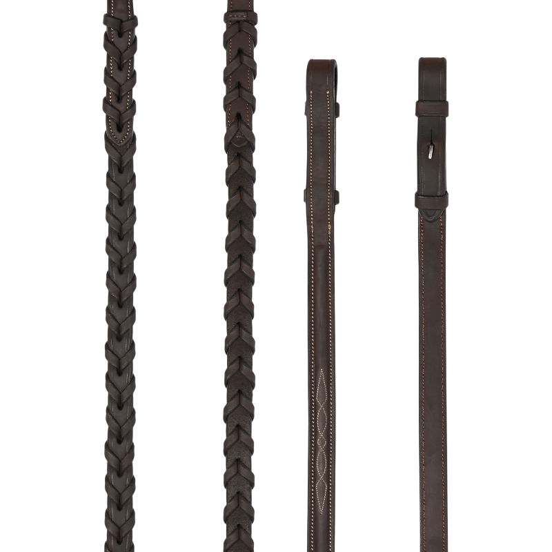 Lemieux - Rênes tressées Hunter havane/ argent | - Ohlala