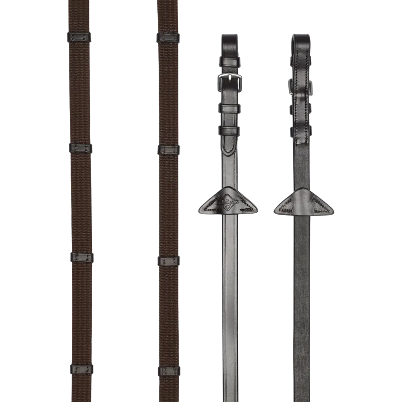 Lemieux - Rênes Webbed Continental marron/ argent | - Ohlala