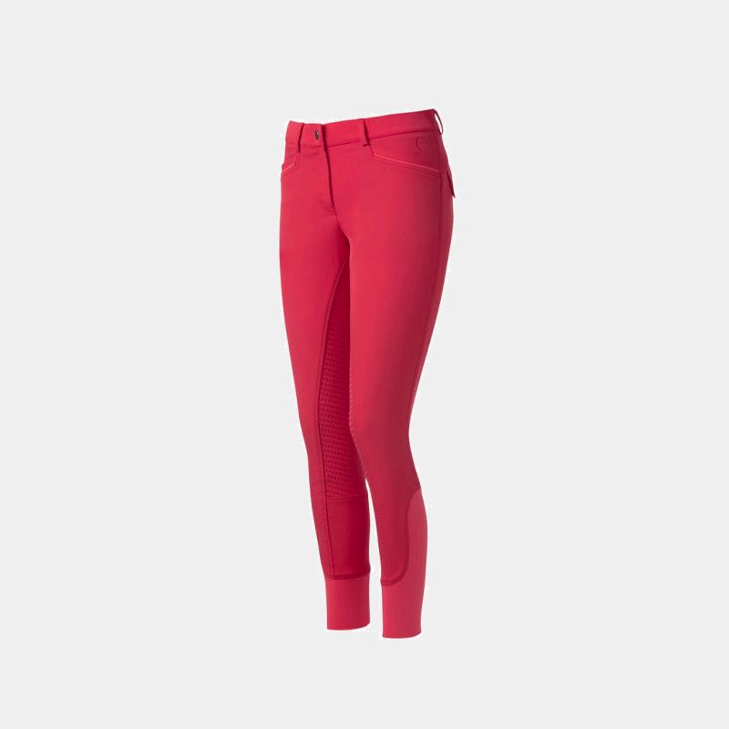 Equithème - Pantalon d'équitation femme Micro fond silicone rouge | - Ohlala