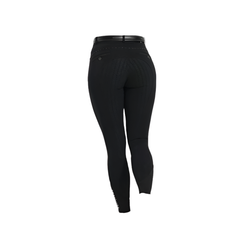 Equithème - Pantalon d'équitation femme full grip Safir noir/ bleu