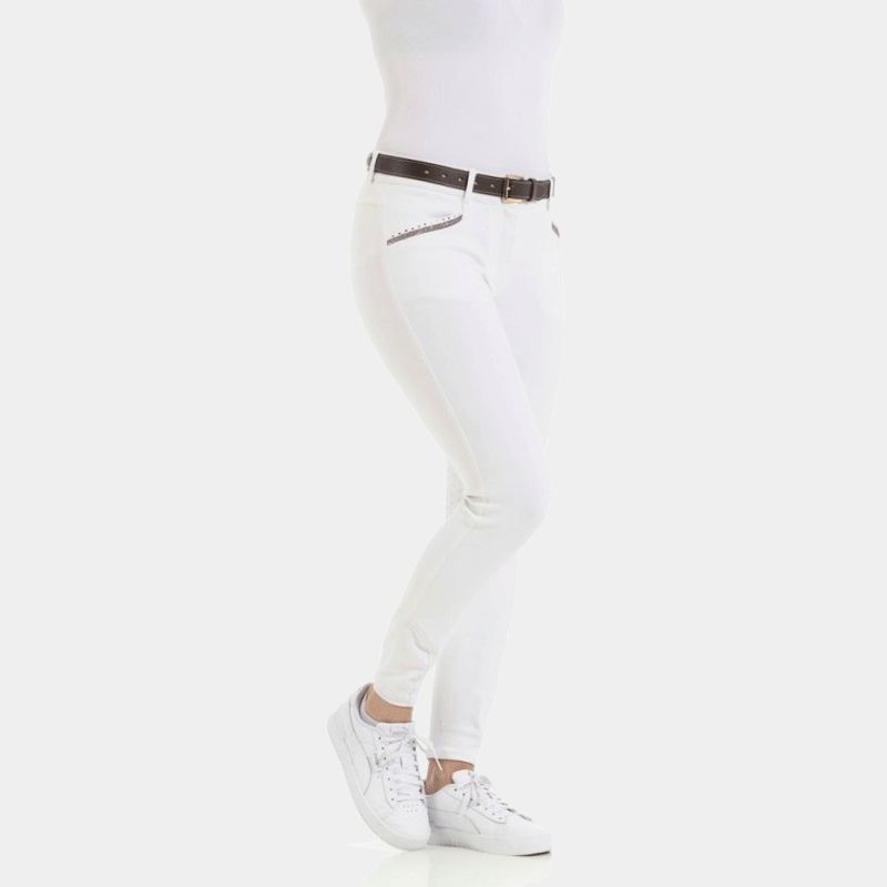 Equithème - Pantalon d'équitation femme Kim coton organique blanc | - Ohlala
