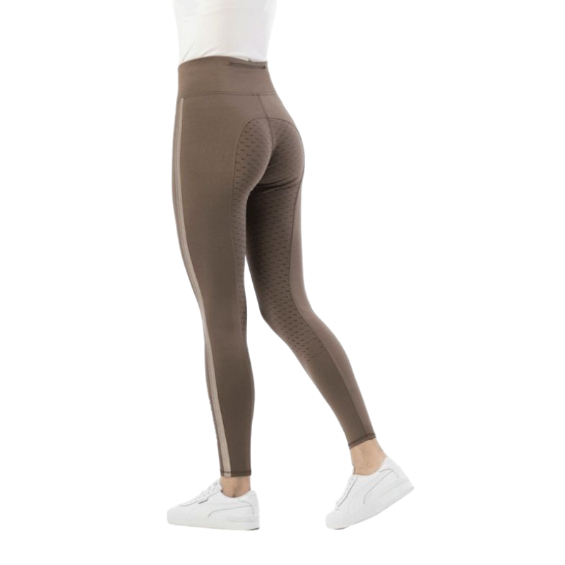 Equithème - Legging d'équitation full grip femme Violette taupe