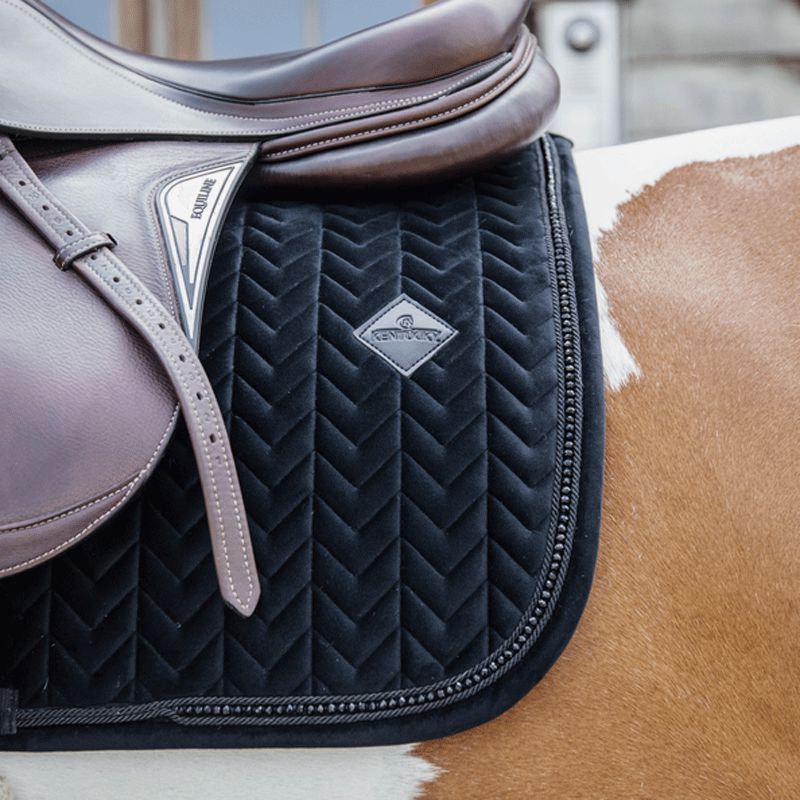 Kentucky Horsewear - Tapis de selle Velvet Pearls jumping noir | - Ohlala