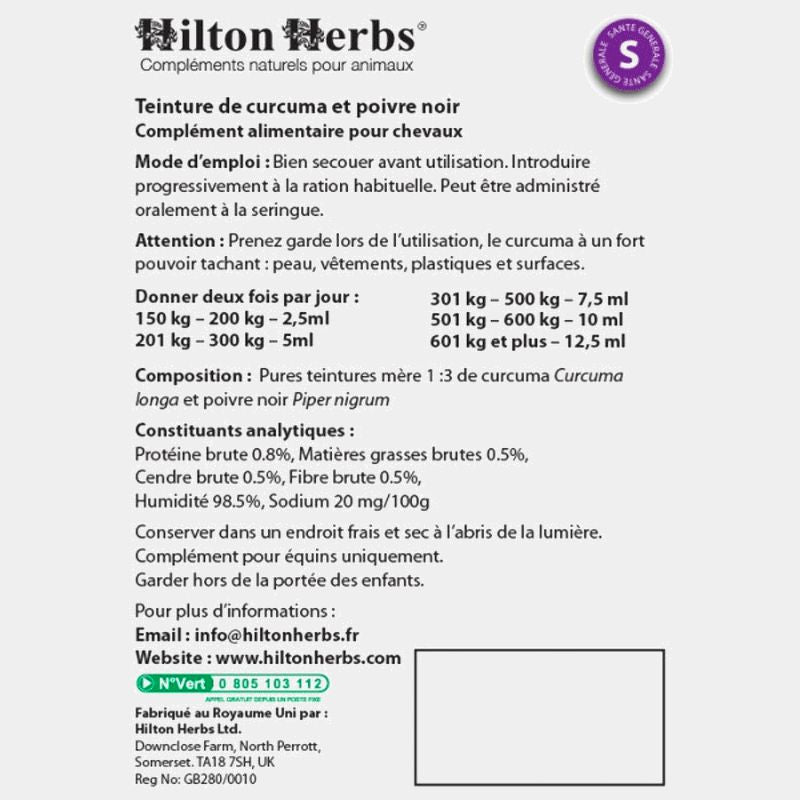 Hilton Herbs - Compléments alimentaire Curcuma & poivre 500ml | - Ohlala