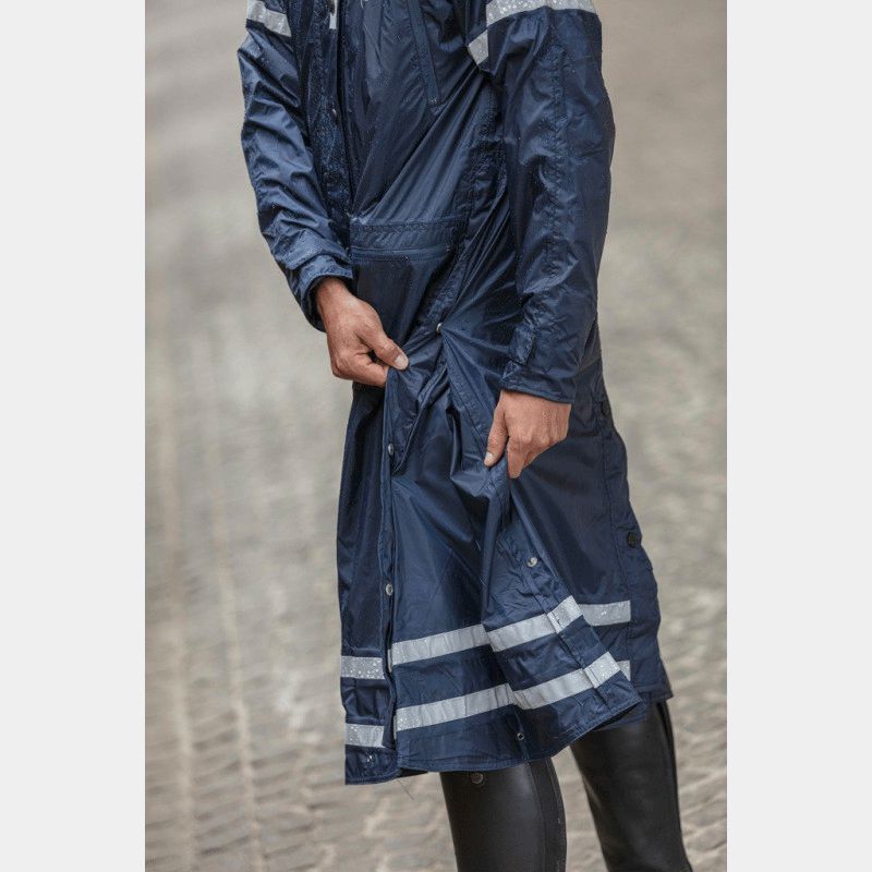 Equithème - Veste de pluie longue Ridercoat marine | - Ohlala