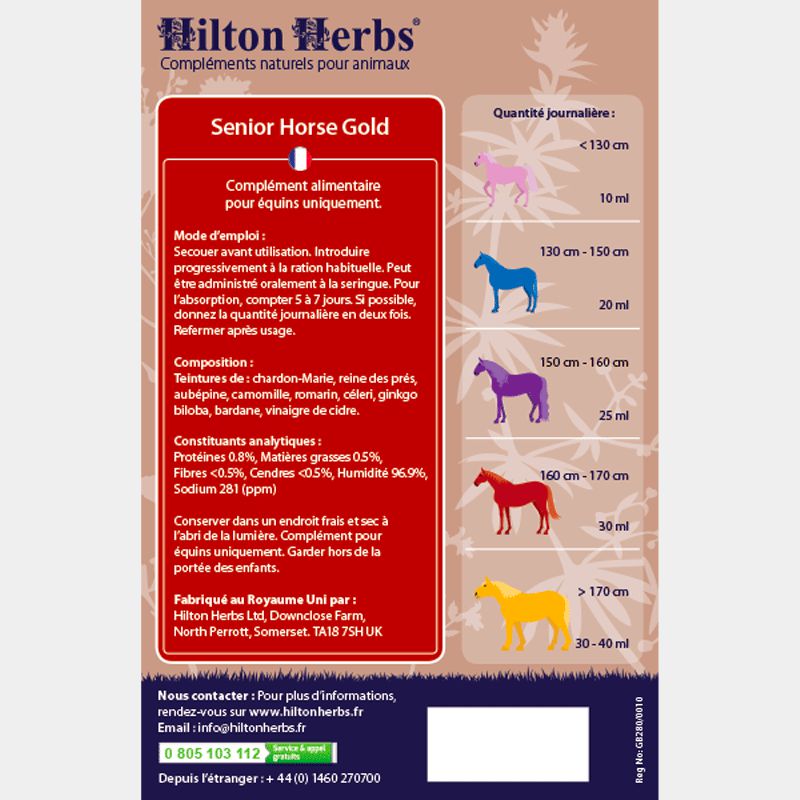 Hilton Herbs - Compléments alimentaire Cheval agé SENIOR HORSE GOLD 1L | - Ohlala