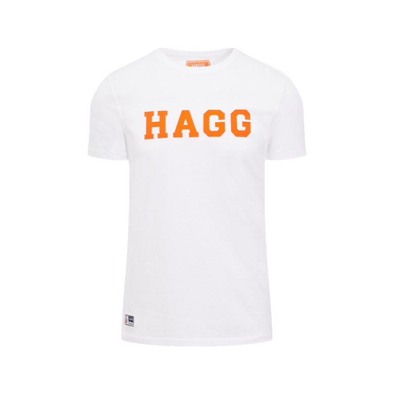 Hagg - T-shirt manches courtes homme blanc/ orange