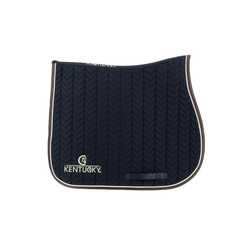 Kentucky Horsewear - Tapis de selle Fishbone marine cuir | - Ohlala