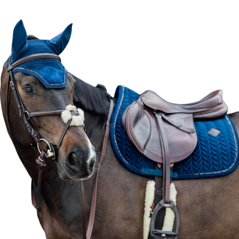 Kentucky Horsewear - Tapis de selle Velvet Pearls jumping marine | - Ohlala