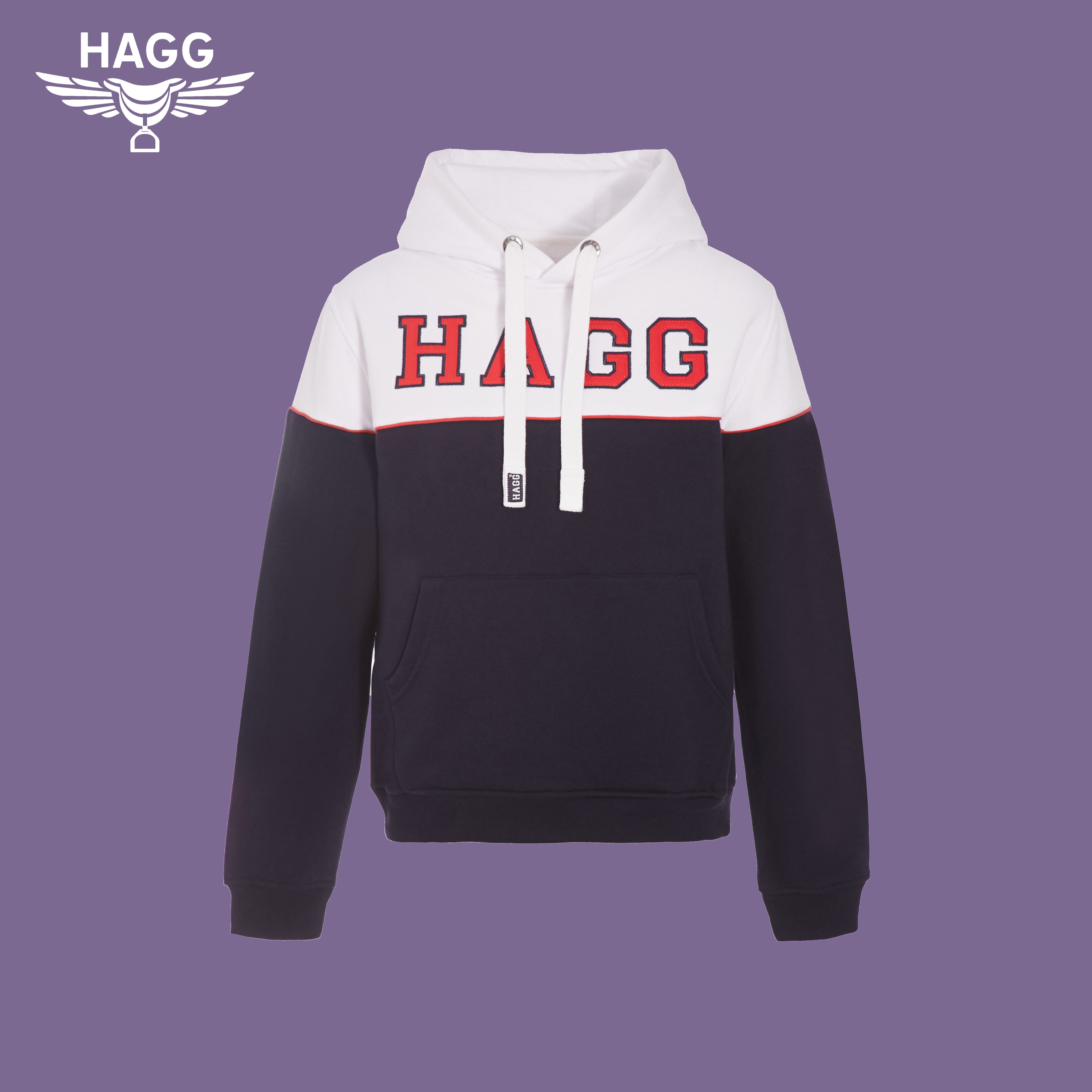 Hagg - Sweat hoodie à capuche blanc / marine | - Ohlala