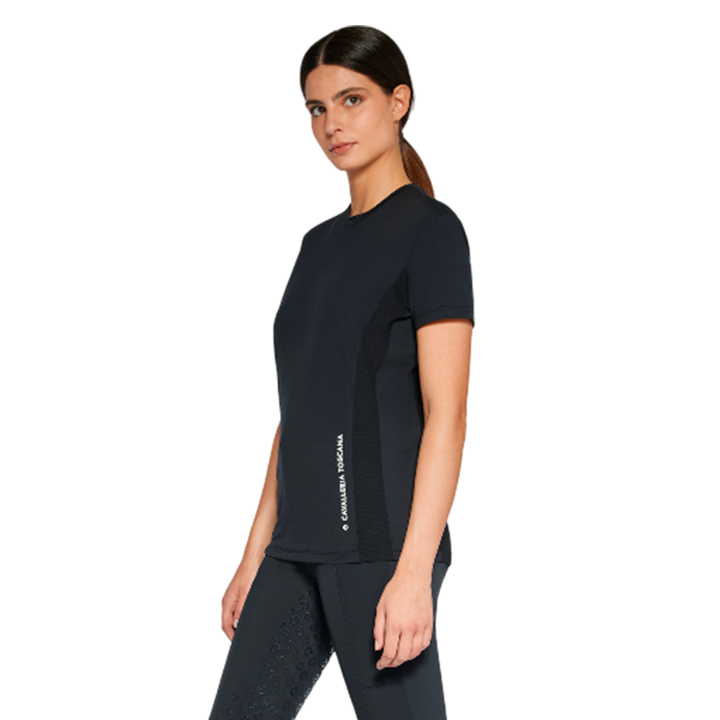Cavalleria Toscana - T-shirt manches courtes femme Jersey mesh noir