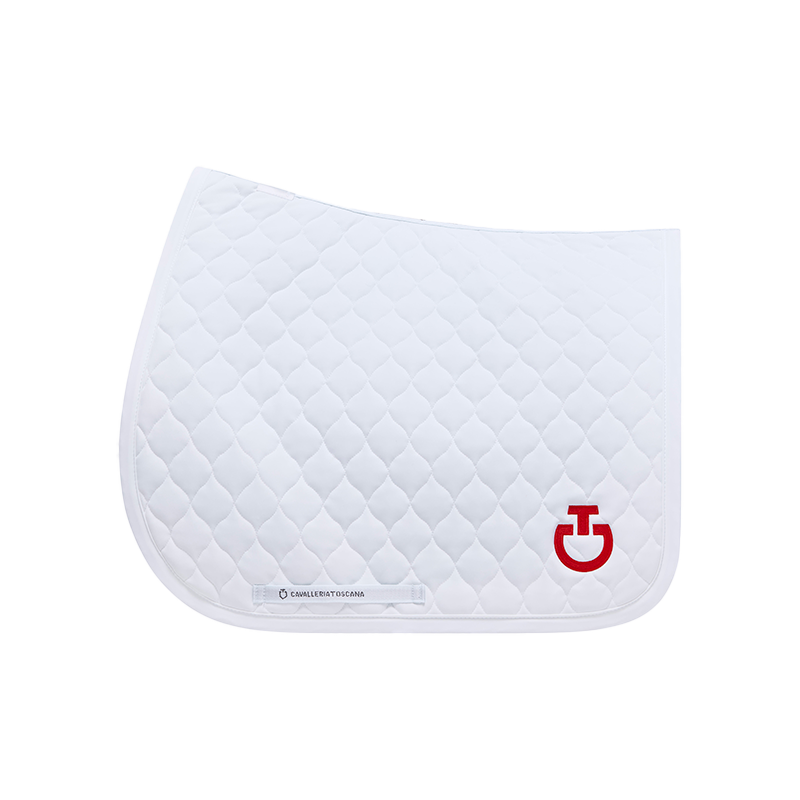 Cavalleria Toscana - Tapis de dressage Circular Quilted Jersey blanc et rouge | - Ohlala