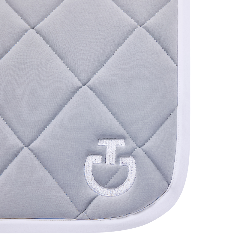 Cavalleria Toscana - Tapis de selle Diamond Quilted Jersey light grey et blanc | - Ohlala