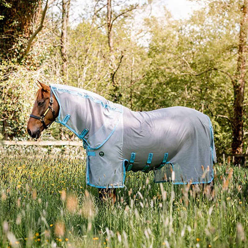 Horseware - Couverture anti-mouches Amigo AmECO bug buster argent/ bleu clair | - Ohlala