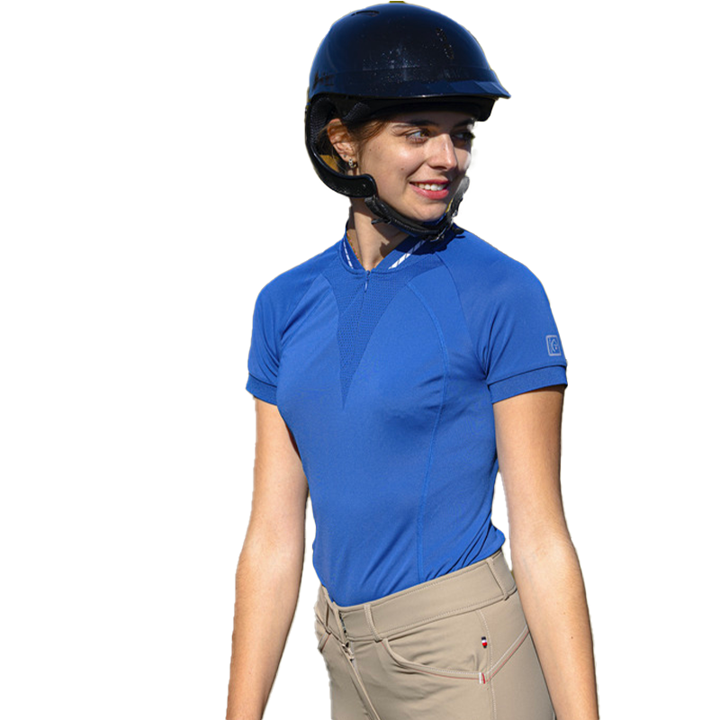 Equithème - Polo à manches courtes femme Elodie bleu monaco | - Ohlala