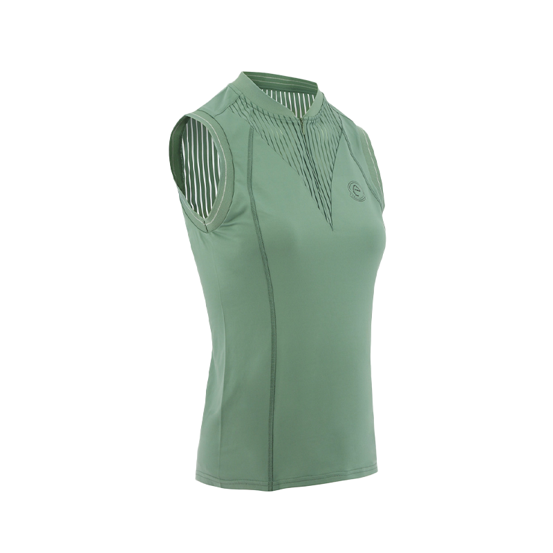 Equithème - Polo sans manches femme Margot édition Je t'aime vert sauge | - Ohlala