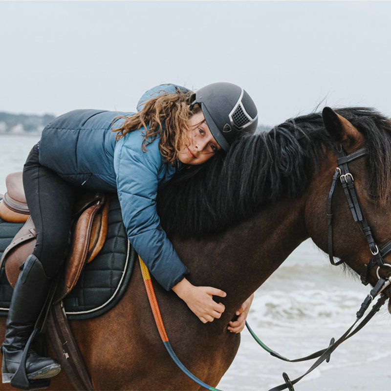 Equithème - Veste manches longues matelassée junior Laura turquoise | - Ohlala