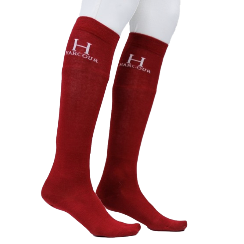 Harcour - Chaussettes d'équitation Badminton rouge rubis | - Ohlala