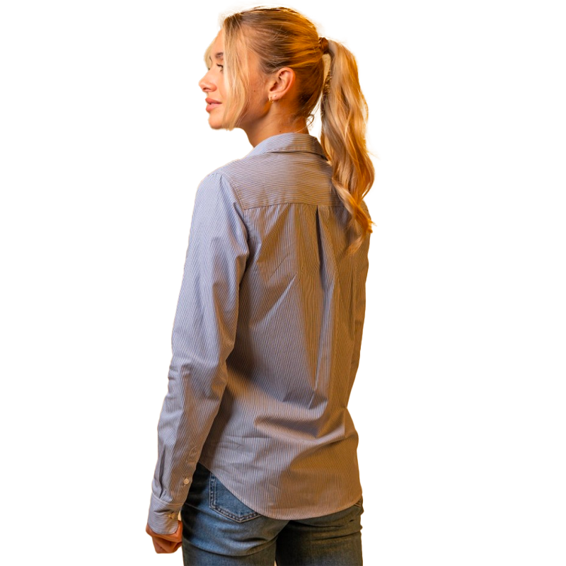 Harcour - Chemise manches longues casual femme Swany blanche et marine | - Ohlala