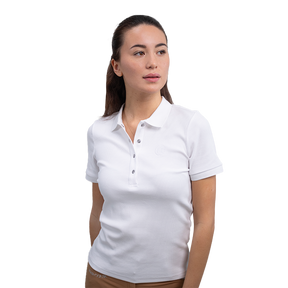 Harcour - Polo manches courtes femme Poly blanc | - Ohlala