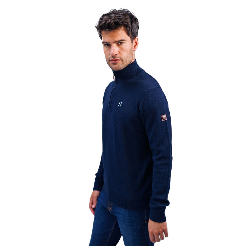 Harcour - Pull manches longues homme Douglas marine | - Ohlala