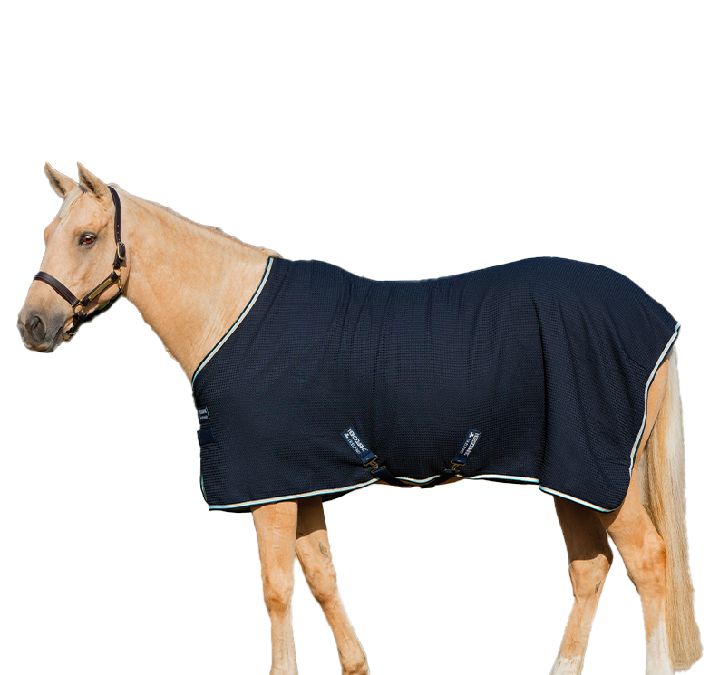 Horseware - Chemise séchante Rambo Techni-Waffle Cooler beige/ bleu/ marine | - Ohlala