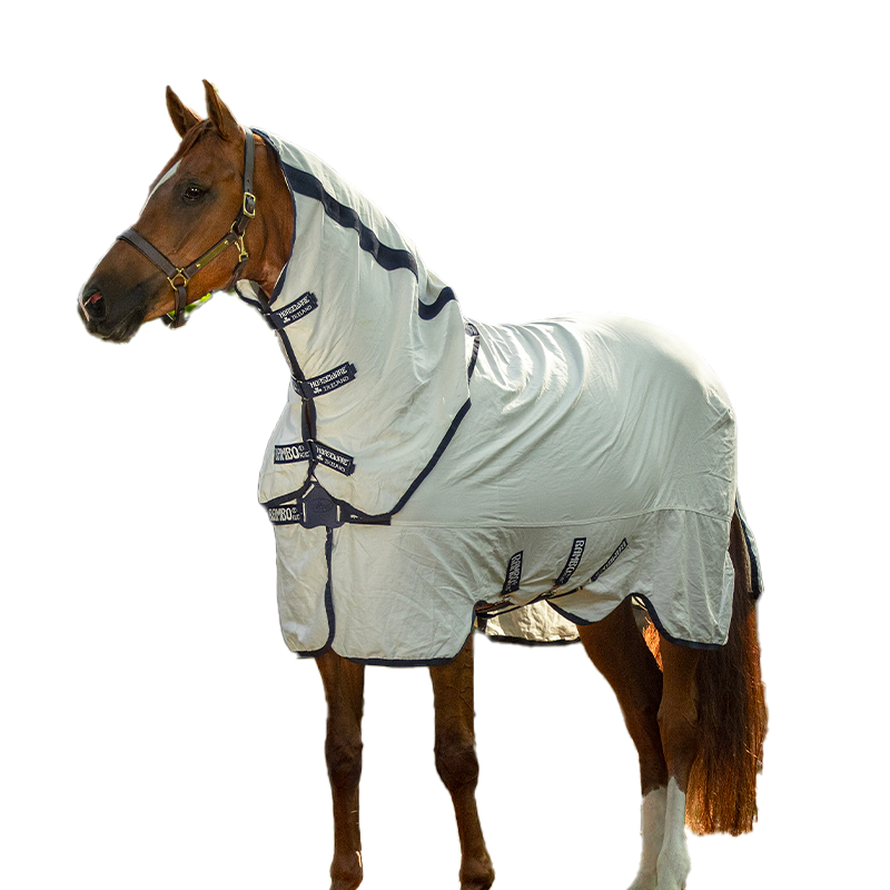 Horseware - Couverture d'été Rambo Natura anti-UV blanc/ marine | - Ohlala