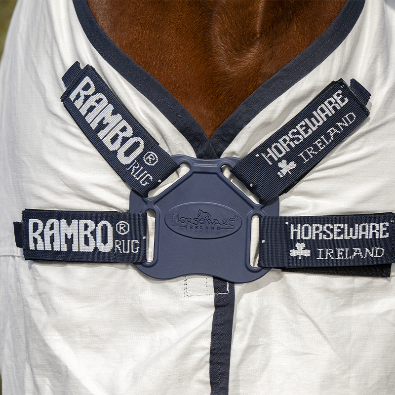 Horseware - Couverture d'été Rambo Natura anti-UV blanc/ marine | - Ohlala