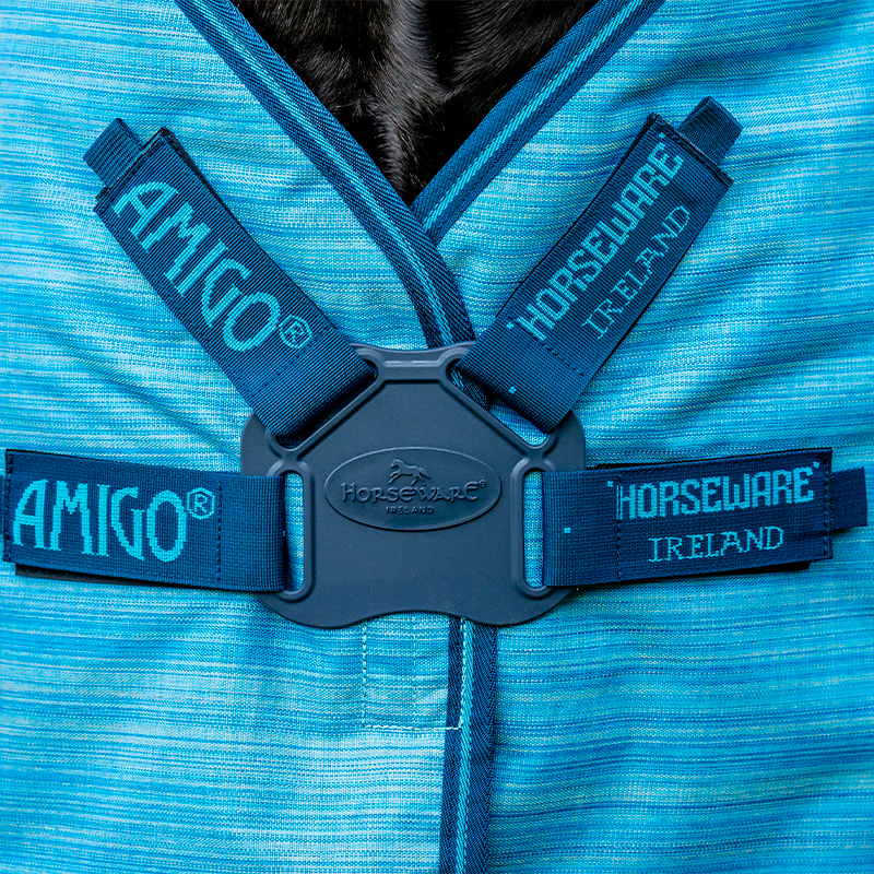 Horseware - Couverture d'extérieur Amigo Hero 900 Revive Plus bleu océan/ marine 200g | - Ohlala