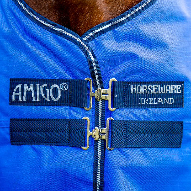 Horseware - Couverture d'extérieur Amigo Hero Ripstop bleu/ marine/ gris 50g | - Ohlala