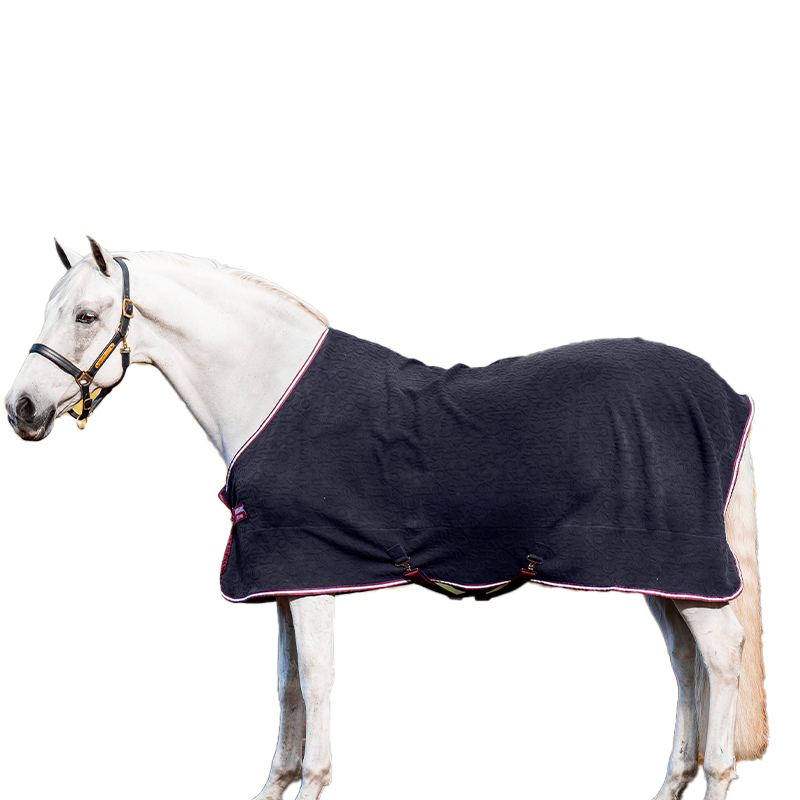 Horseware - Couverture polaire Jersey Cooler à reliefs marine/ bordeaux/ blanc | - Ohlala