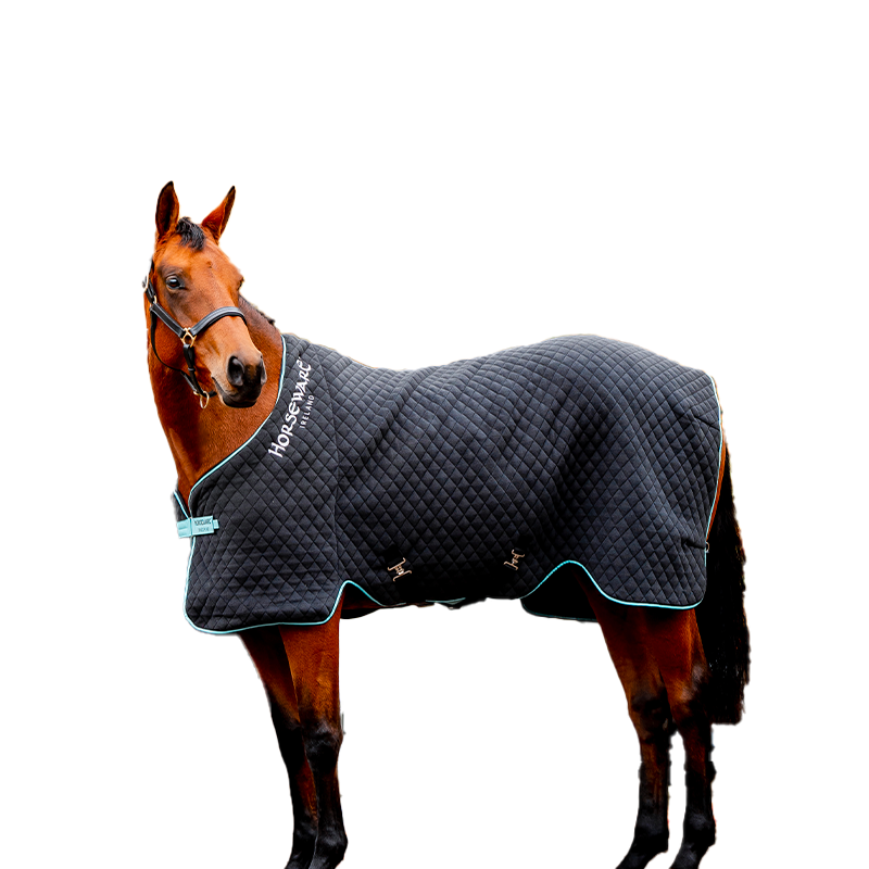 Horseware - Couverture séchante Autumn Cooler noir/ aqua/ argent 100g | - Ohlala