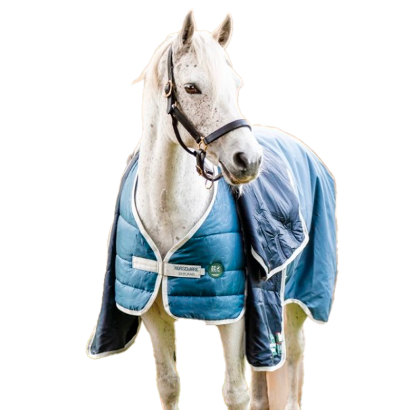Horseware - Sous-couverture Ecolin bleu canard/ gris 100g | - Ohlala