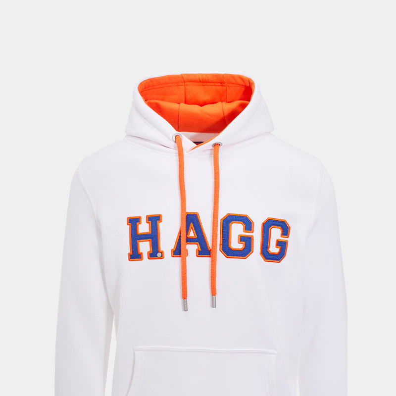 Hagg - Sweat à capuche homme blanc/ orange/ bleu roi | - Ohlala