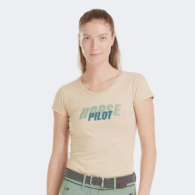 Horse Pilot - T-shirt manches courtes femme Team shirt sand | - Ohlala