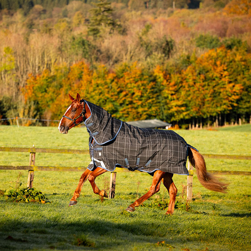 Horseware - Couverture d'extérieur Rhino Plus à carreaux marine | - Ohlala