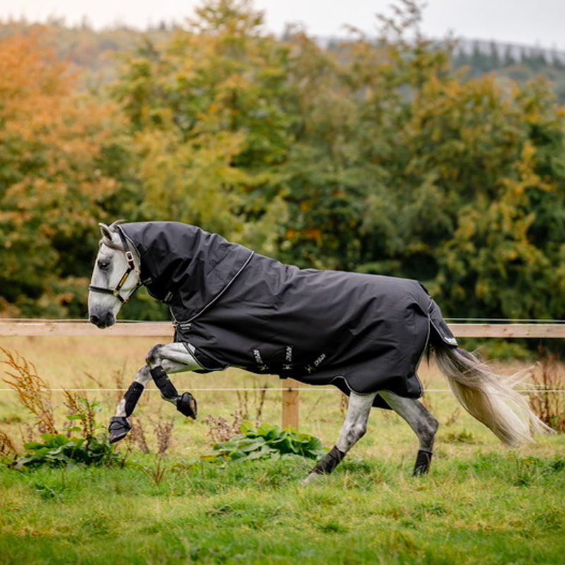 Horseware - Couverture d'extérieur Amigo Super Bravo plus avec couvre cou noir 250g | - Ohlala