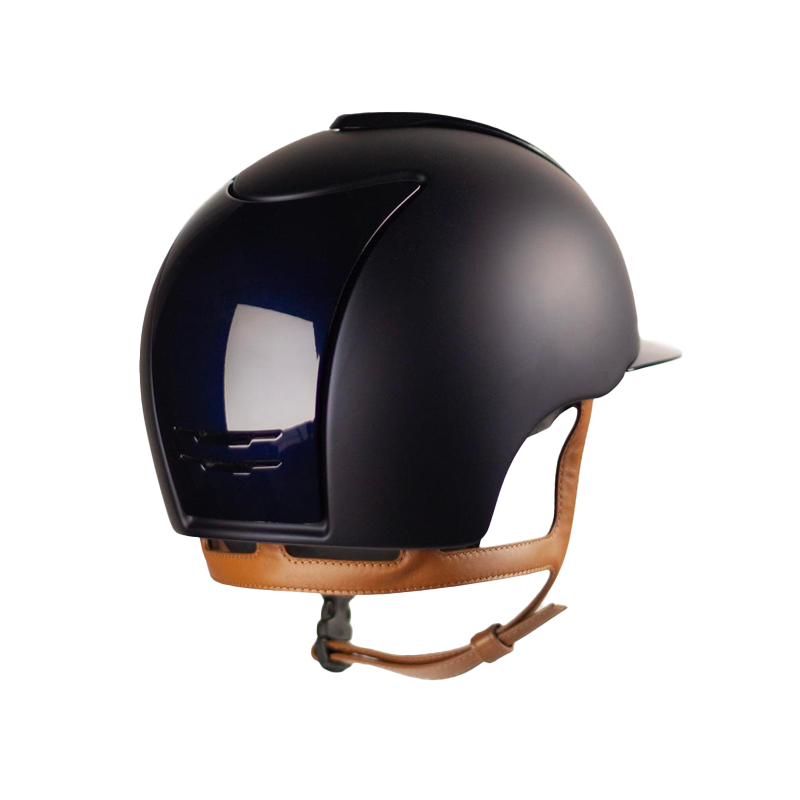 KEP - Casque d'équitation Cromo 2.0 Textile Polish blue visière standard jugulaire beige | - Ohlala