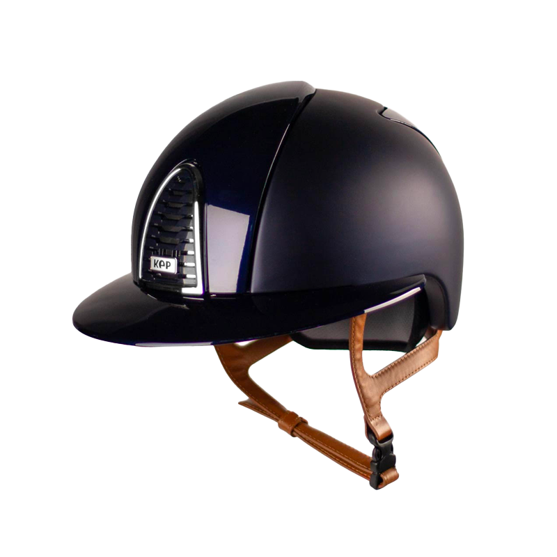 KEP - Casque d'équitation Cromo 2.0 textile polo polish bleu jugulaire beige | - Ohlala