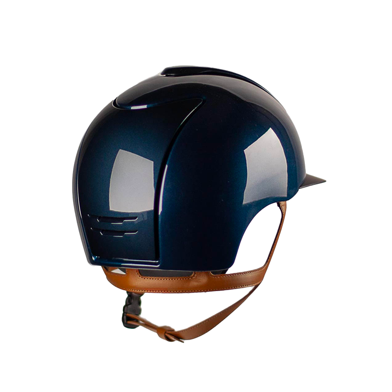KEP - Casque d'équitation Cromo 2.0 Shine blue visière standard jugulaire beige | - Ohlala