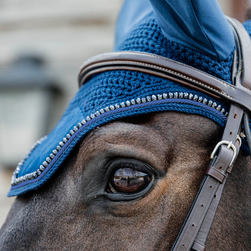 Kentucky Horsewear - Bonnet Wellington Velvet pearls marine | - Ohlala