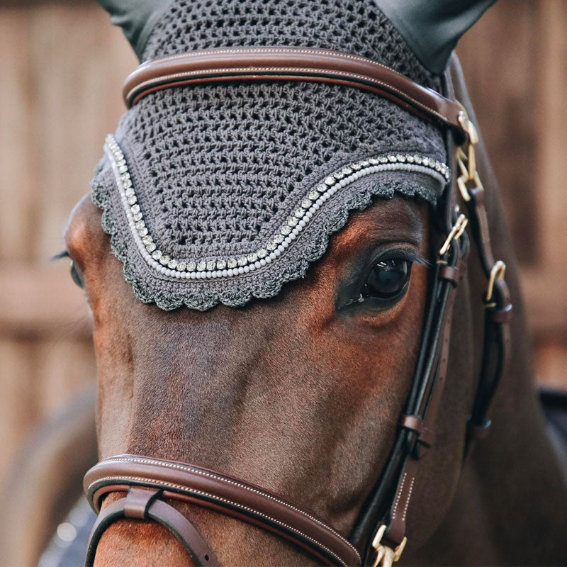 Kentucky Horsewear - Bonnet anti-bruit Wellington Stone & Pearl gris | - Ohlala