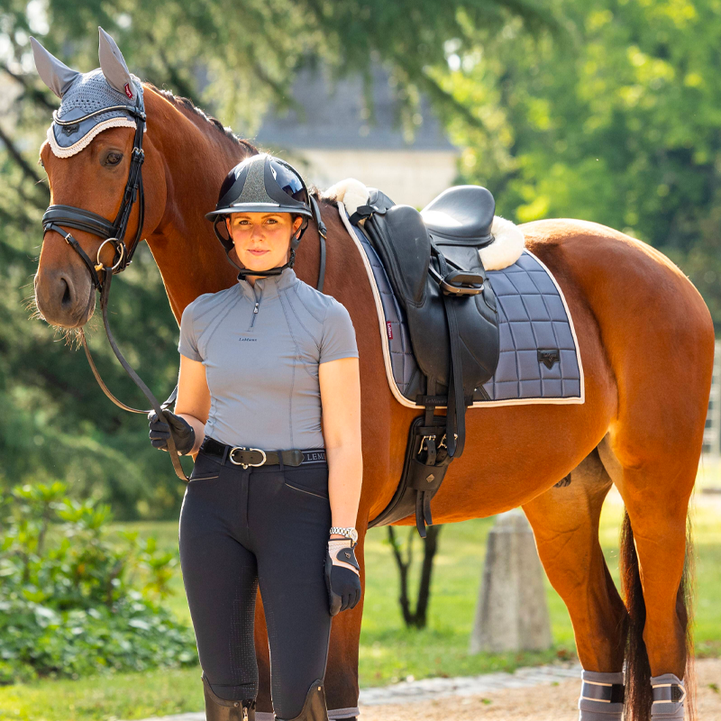 Lemieux - Tapis de dressage Square Loire Classique satin bleu jay | - Ohlala