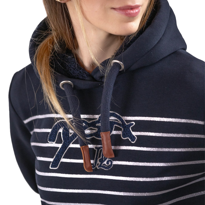 Pénélope Store - Sweat manches longues femme Océane marine et argent | - Ohlala