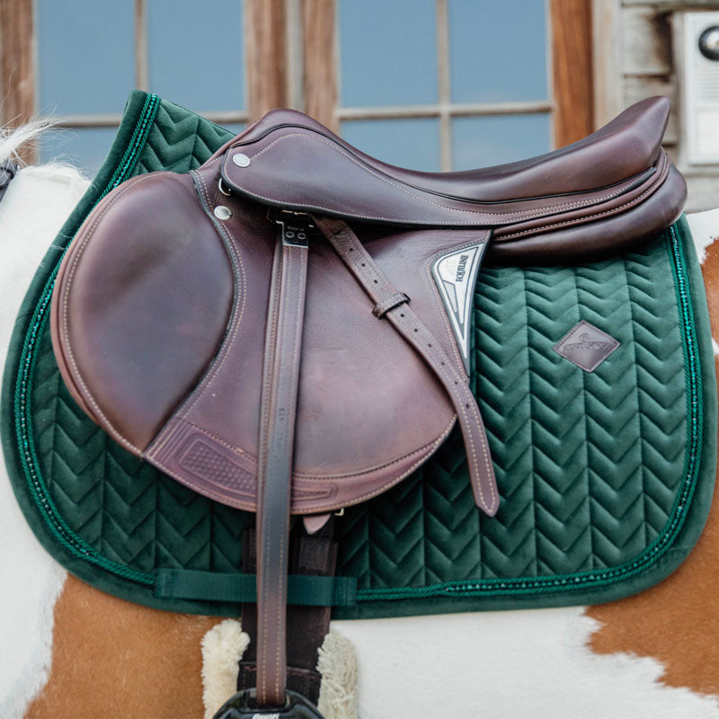 Kentucky Horsewear - Tapis de selle Velvet Pearls vert sapin | - Ohlala