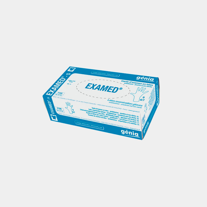 Genia - Gants d'examen et de soin en latex pré-poudrés à usage unique (x100) | - Ohlala