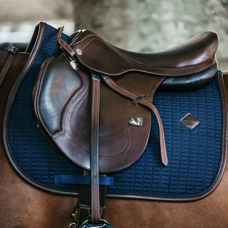 Kentucky Horsewear - Tapis de selle color edition cuir marine | - Ohlala