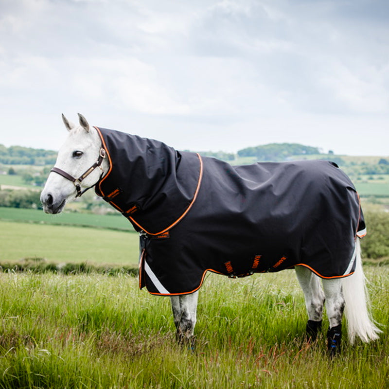 Horseware - Couverture d'extérieur Rambo Supreme noir/ orange 200g | - Ohlala